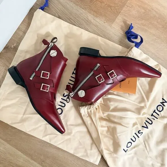 Louis Vuitton Jumble Flat Ankle Boot Size 38 7 7.5 Pointed Toe Leather NIB New - Picture 4 of 16